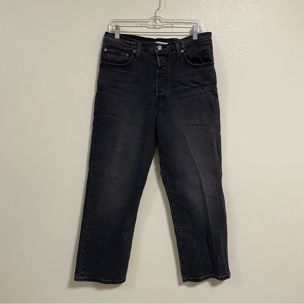 Levi’s Jeans Women Size 12/31 Well Worn Black Ribcage Straight Ankle Button fly